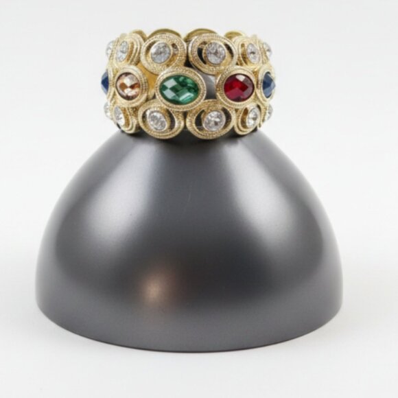 Jewelry - Multi-Color Crystal Gold Tone Stretch Bracelet. Brand new. Gift box included.